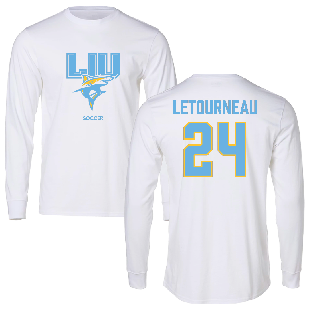 Long Island University Soccer (W) White Block Long Sleeve - #24 Paige Letourneau