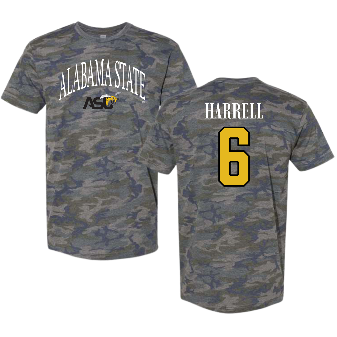 Alabama State University Football Vintage Camo Tee - #6 Ajai Harrell