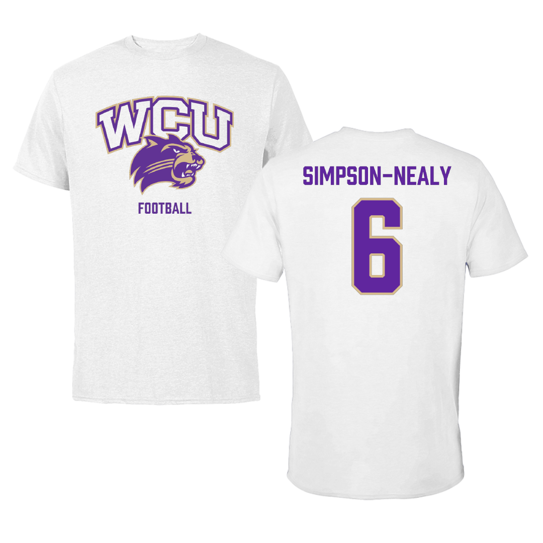 Western Carolina University Football White Performance Tee - #6 Bo Simpson-Nealy