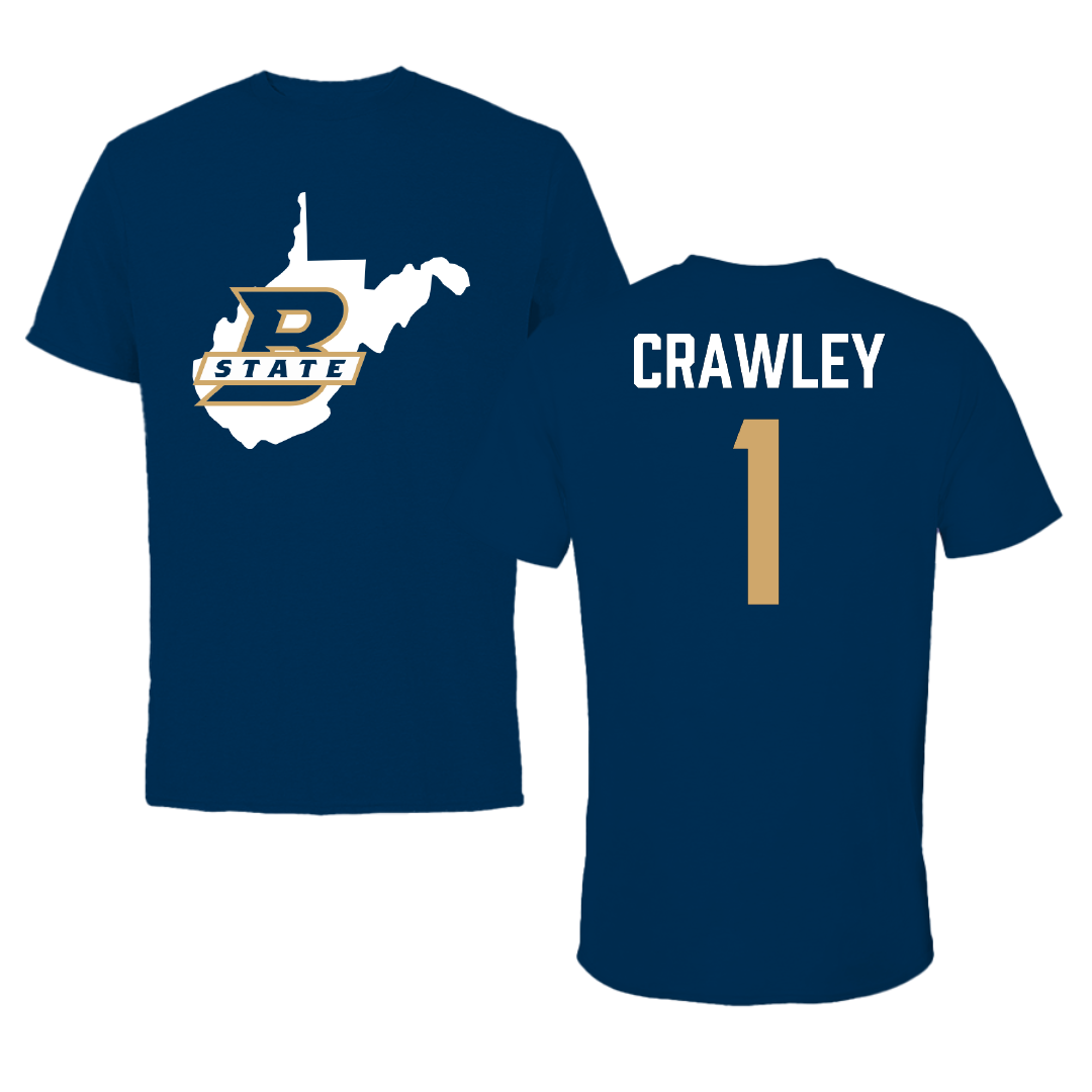 Bluefield State University Football Navy State Tee - #1 Julian Crawley