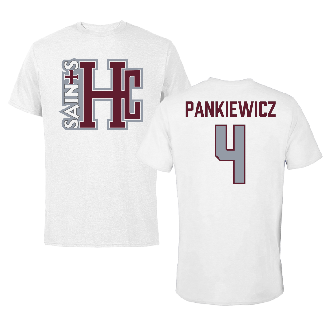 Holy Cross College Soccer (W) White Performance Tee - #4 Quinn Pankiewicz
