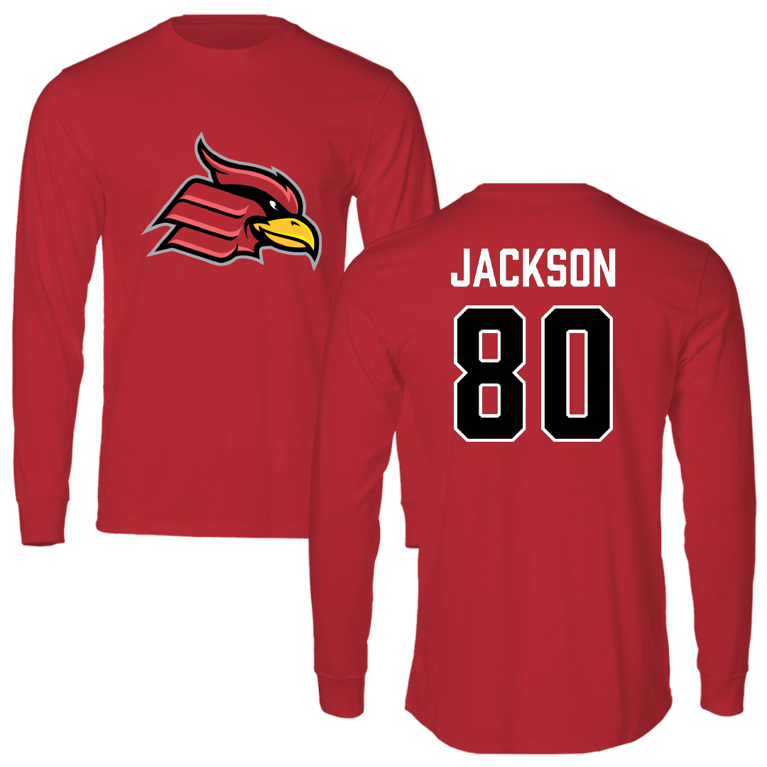 Wheeling University Football Red Long Sleeve - #80 Ethan Jackson