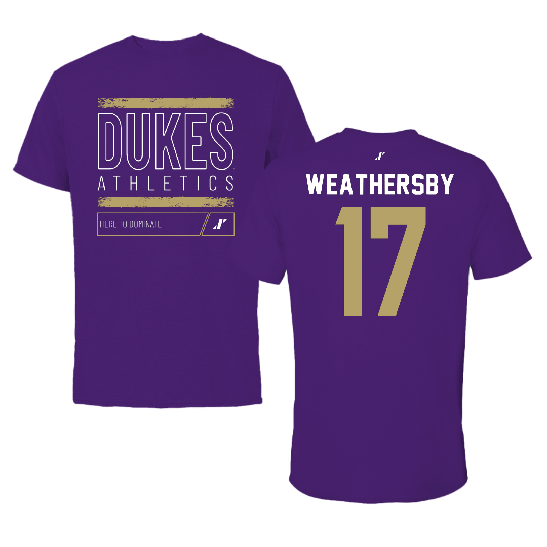 James Madison University Football Purple Dominate Performance Tee - #17 Gannon Weathersby