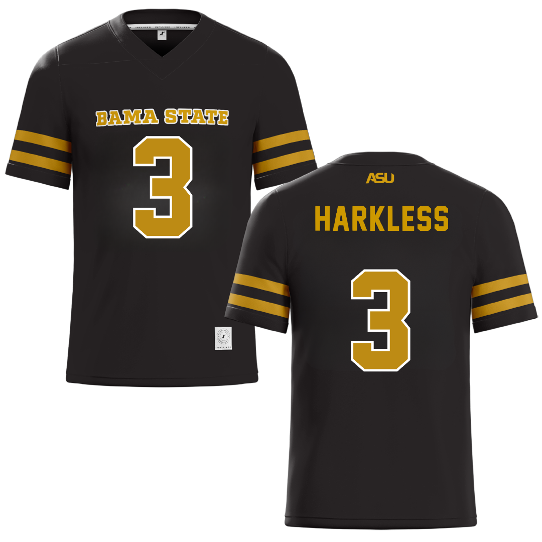 Alabama State University Black Football Jersey - #3 Luke Harkless