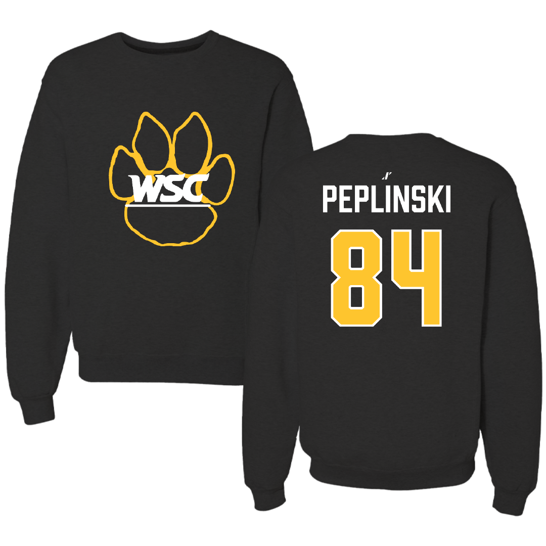 Wayne State College (Nebraska) Football Black Crewneck - #84 Daniel Peplinski