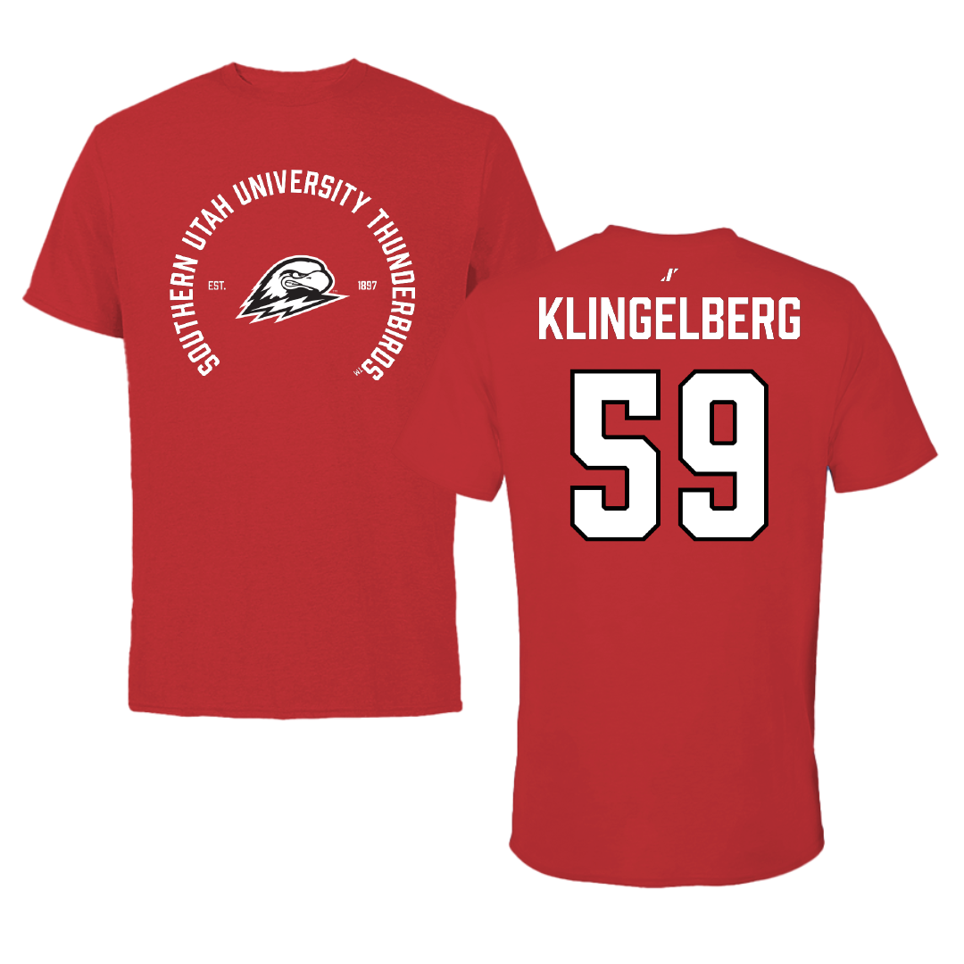 Southern Utah University Football Red General Tee - #59 Shane Klingelberg