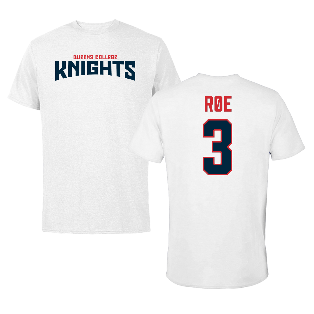 Queens College (New York) Soccer (M) White Classic Performance Tee - #3 Noah Røe