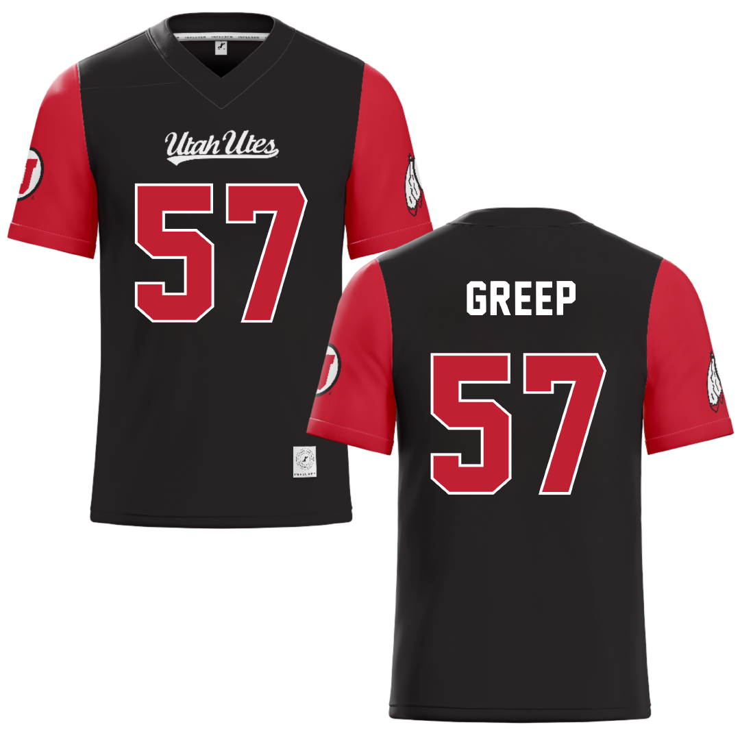 University of Utah Black Football Jersey - #57 JT Greep