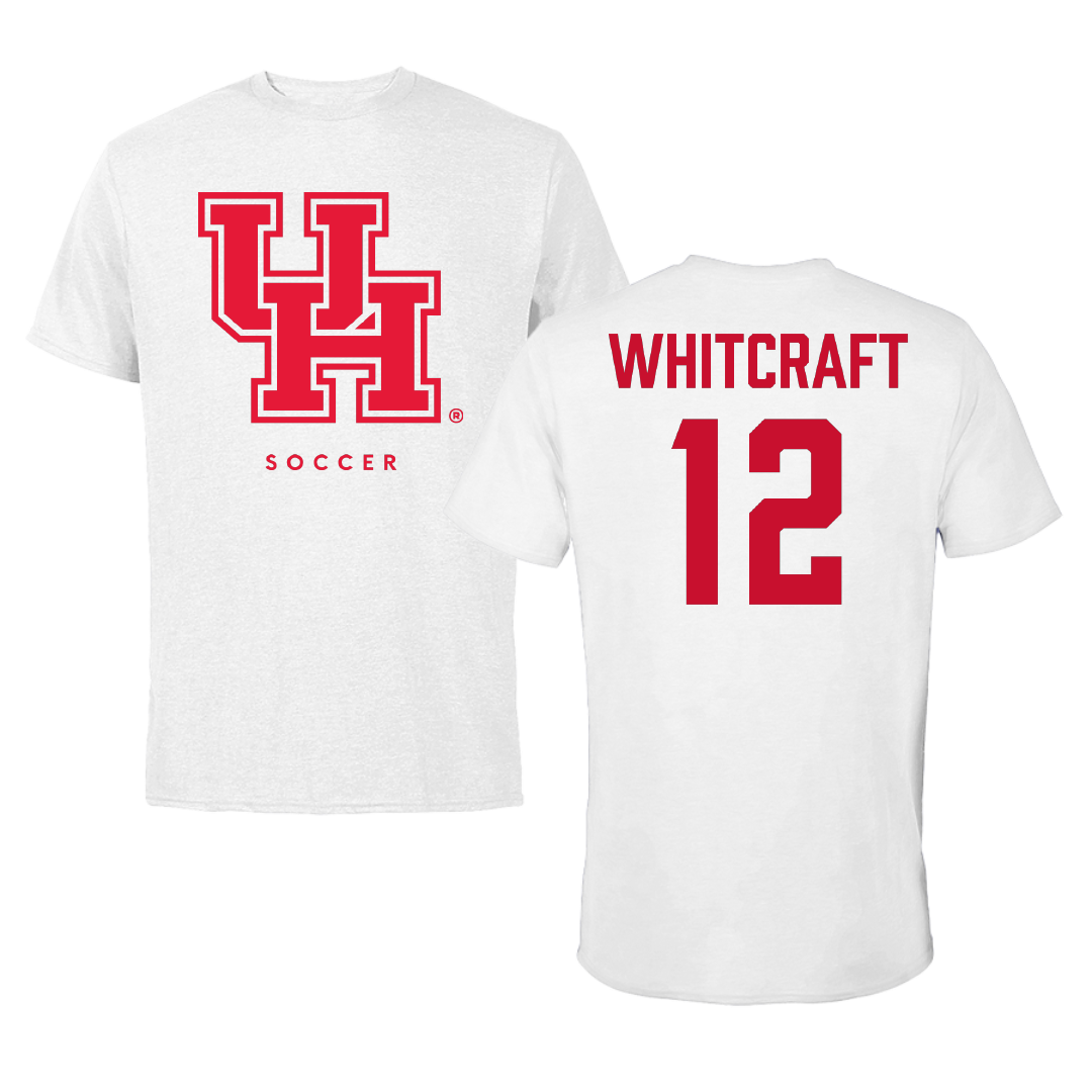 University of Houston Soccer White Performance Tee - #12 Alex Whitcraft