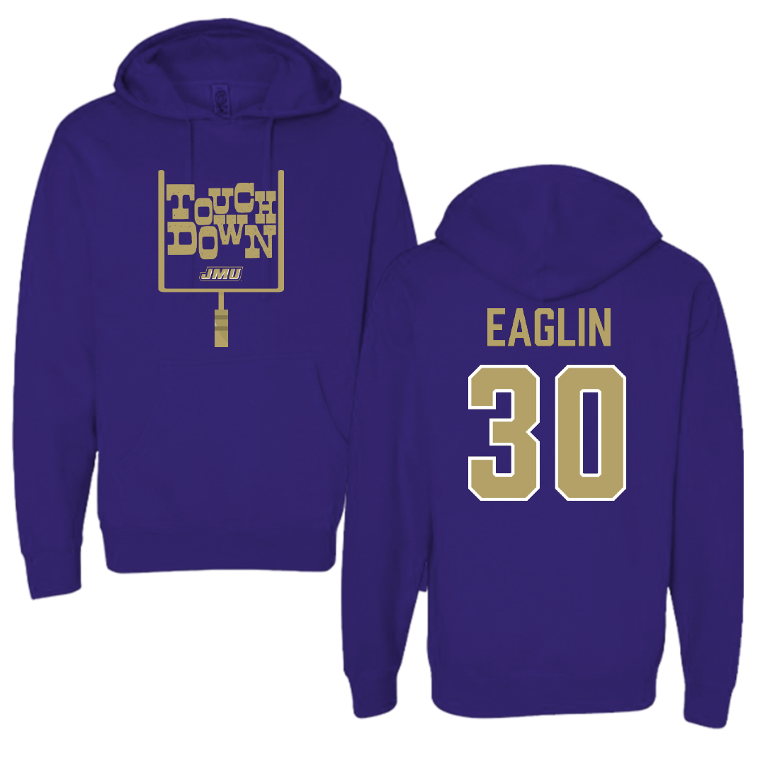 James Madison University Football Purple Touchdown Hoodie - #30 Justin Eaglin
