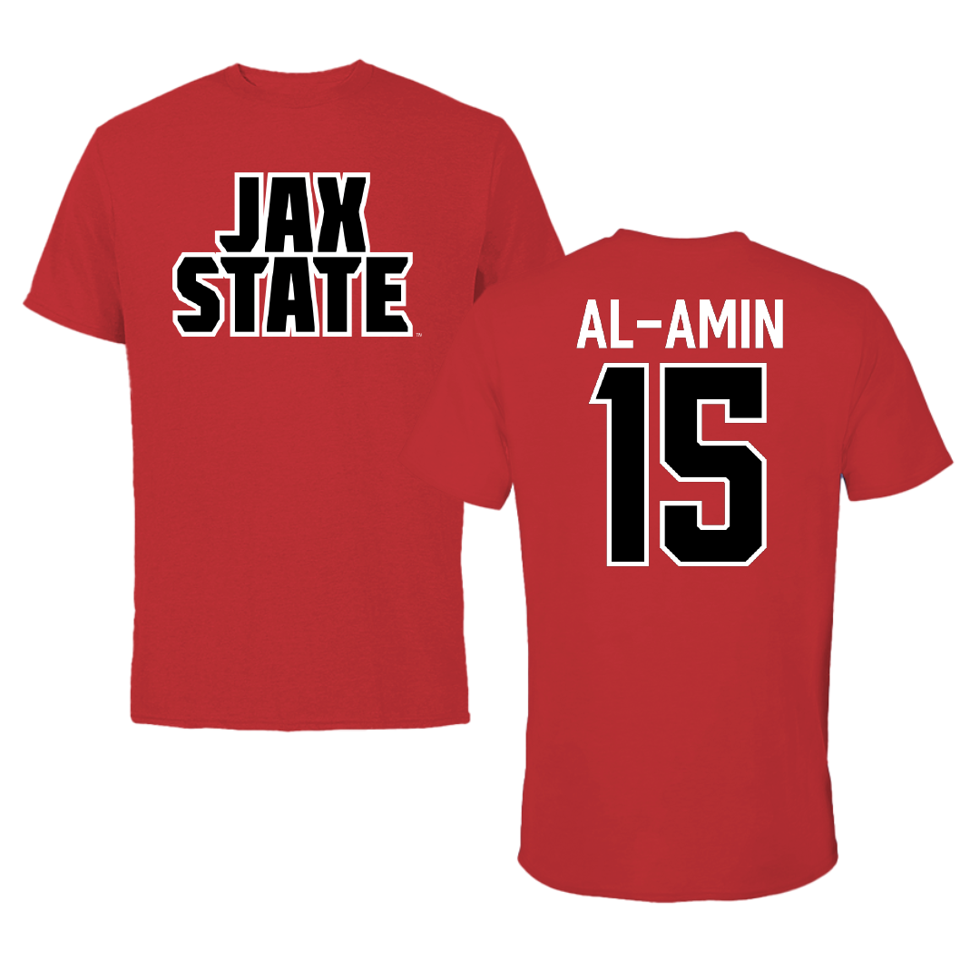 Jacksonville State University Football Red Performance Tee - #15 Jibreel Al-Amin