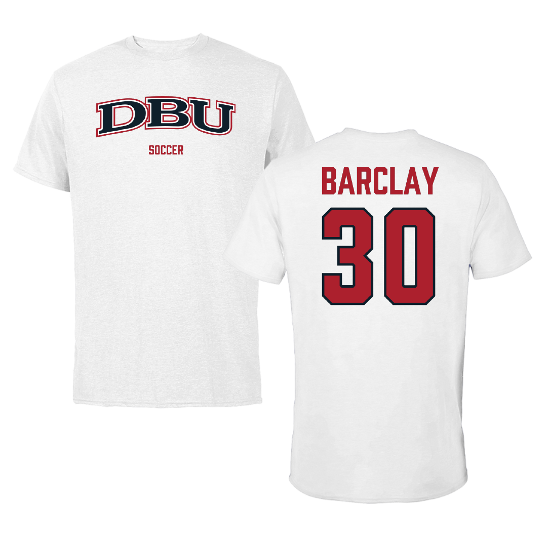 Dallas Baptist University Soccer (W) White Performance Tee - #30 Paige Barclay