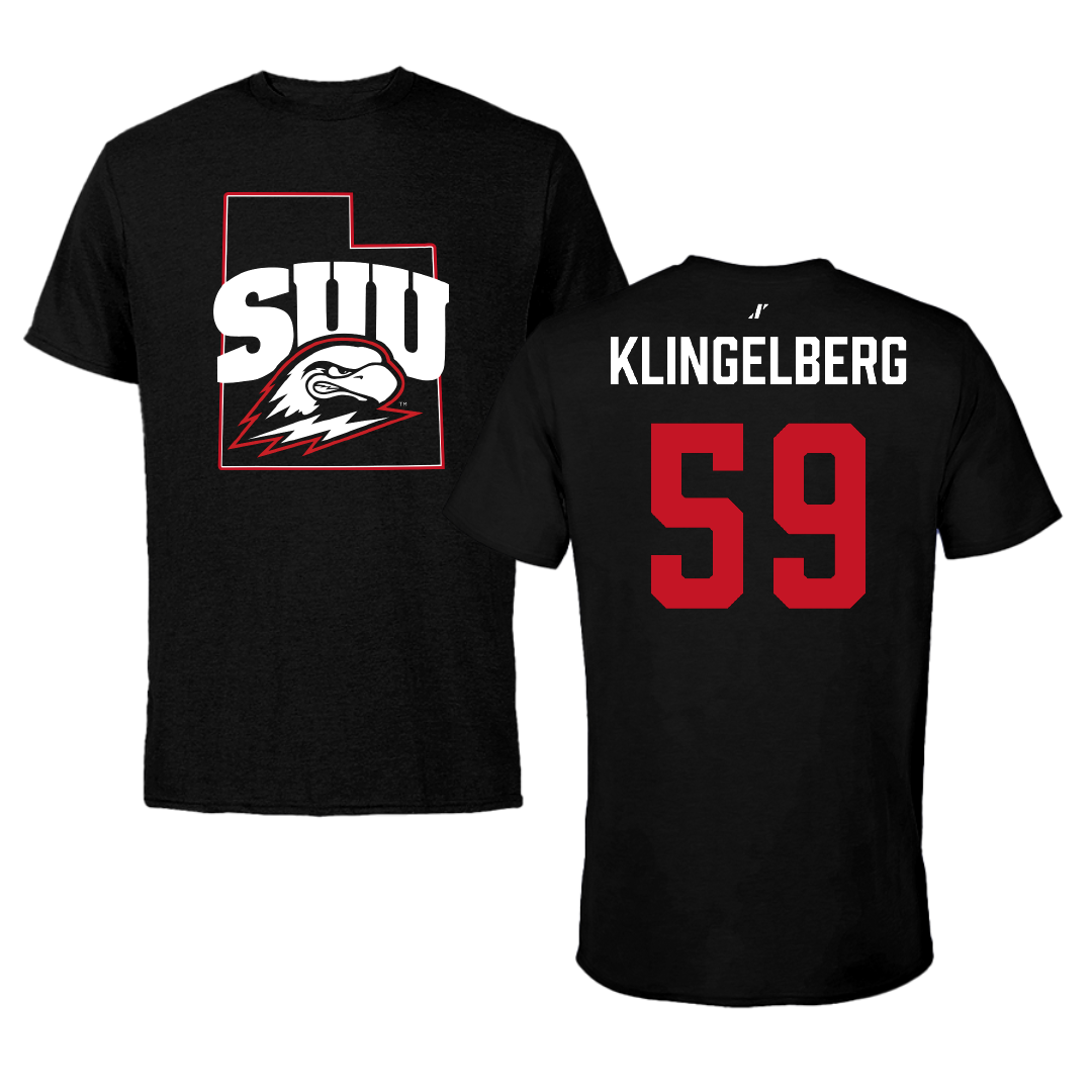 Southern Utah University Football Black State Tee - #59 Shane Klingelberg