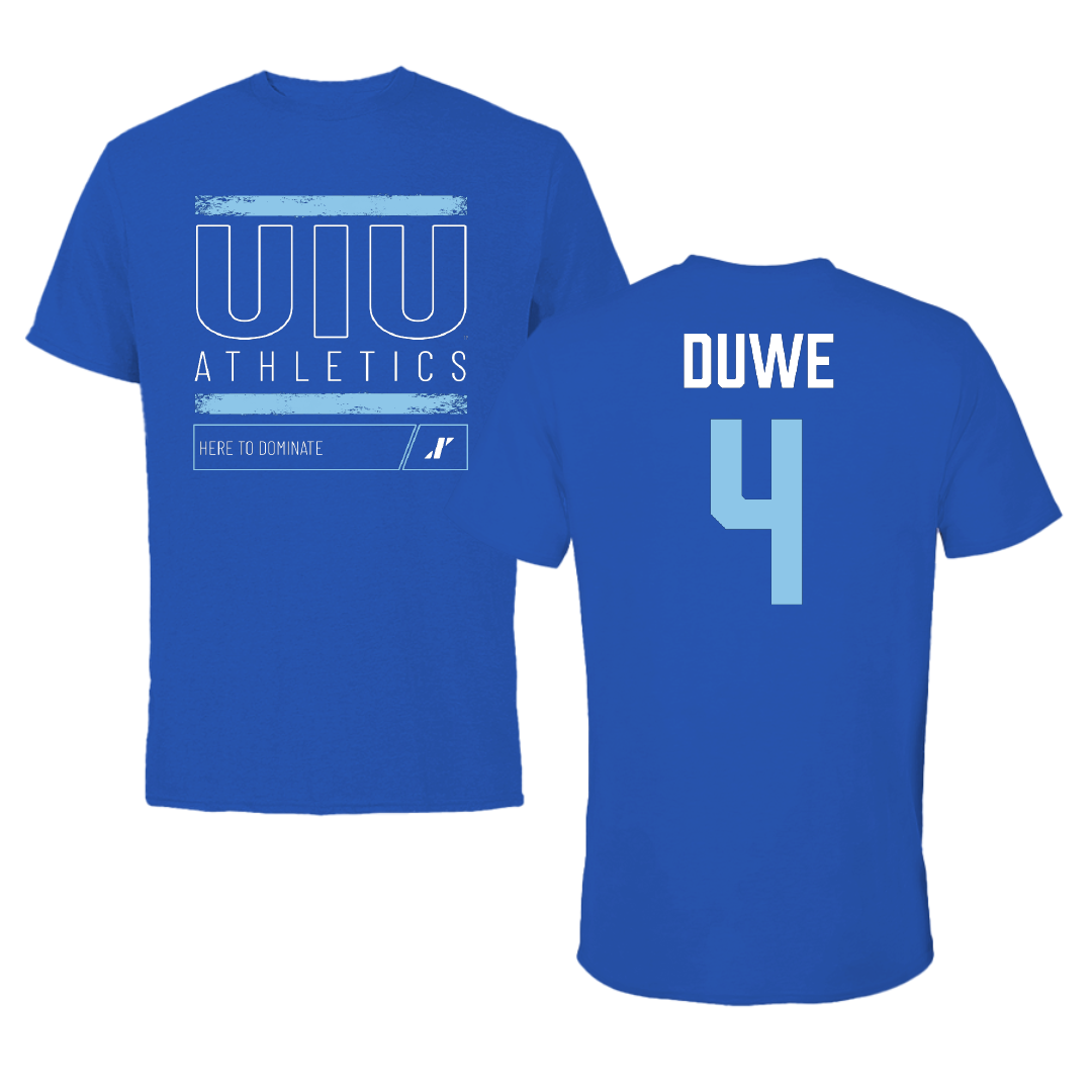 Upper Iowa University Basketball (W) Blue Dominate Performance Tee - #4 Bryar Duwe