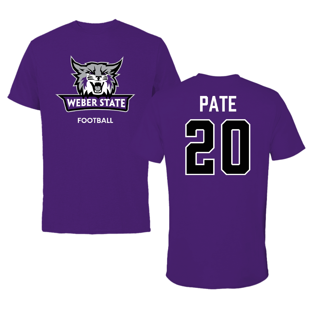 Weber State University Football Purple Performance Tee - #20 Montae Pate