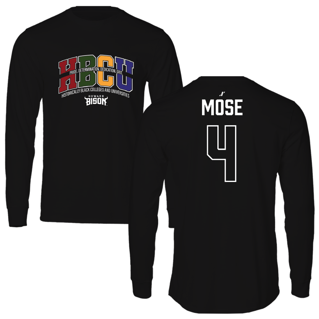 Howard University Soccer (M) Black HBCU Performance Long Sleeve - #4 Donovan Mose
