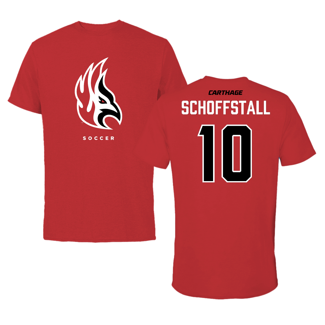 Carthage College Soccer Red Tee - #10 Eli Schoffstall