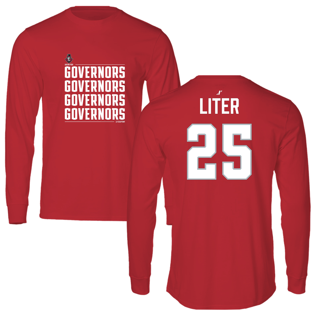 Austin Peay State University Softball Red General Long Sleeve - #25 Maddie Liter