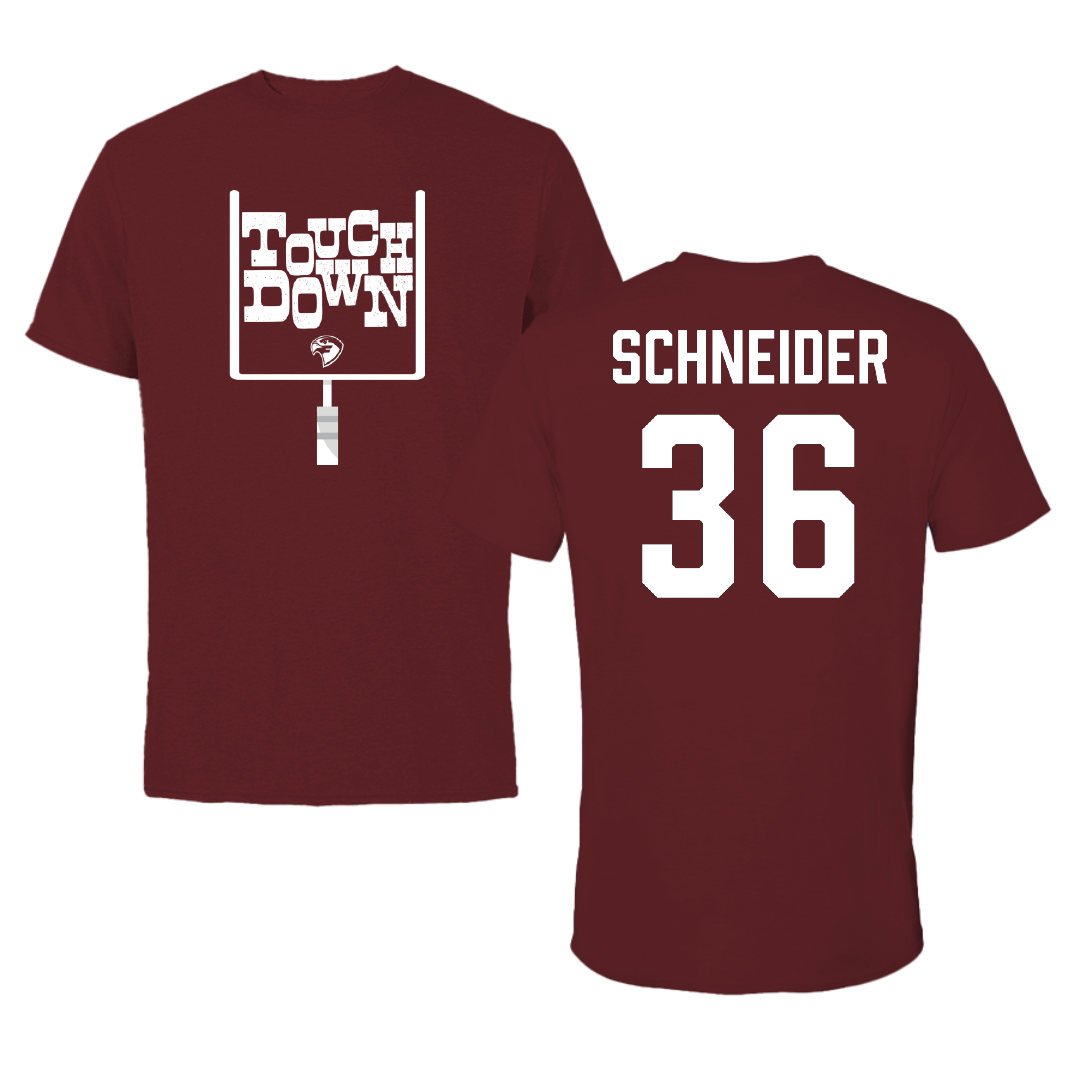 Fairmont State University Football Maroon Touchdown Tee - #36 Jack Schneider