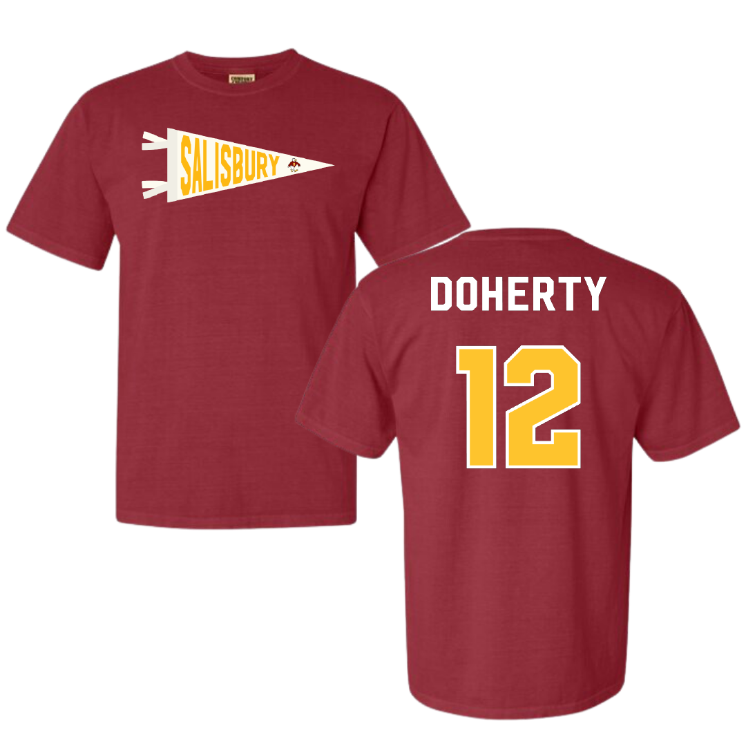 Salisbury University Softball Crimson Pennant Comfort Colors Tee - #12 Erin Doherty