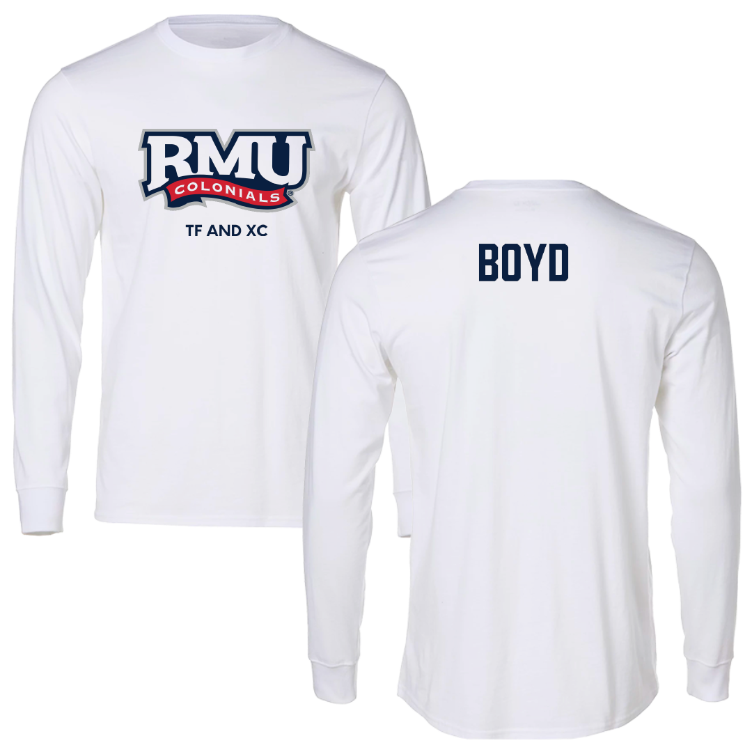 Robert Morris University TF and XC White Performance Long Sleeve - Brayden Boyd
