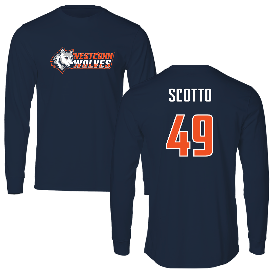 Western Connecticut State University Baseball Navy Long Sleeve - #49 Gregory Scotto