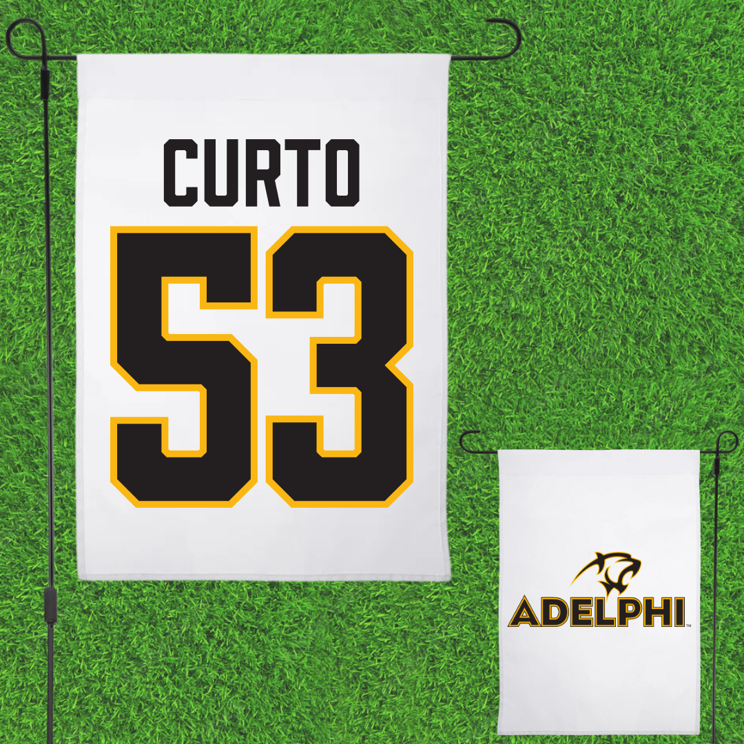 Adelphi University Baseball White Garden Flag - #53 Matt Curto