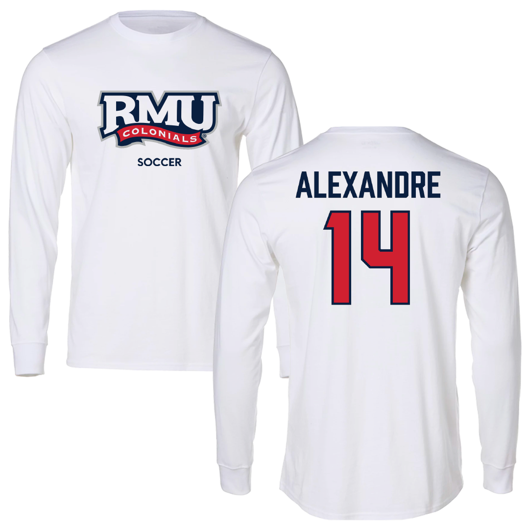 Robert Morris University Soccer (M) White Long Sleeve - #14 Chase Alexandre