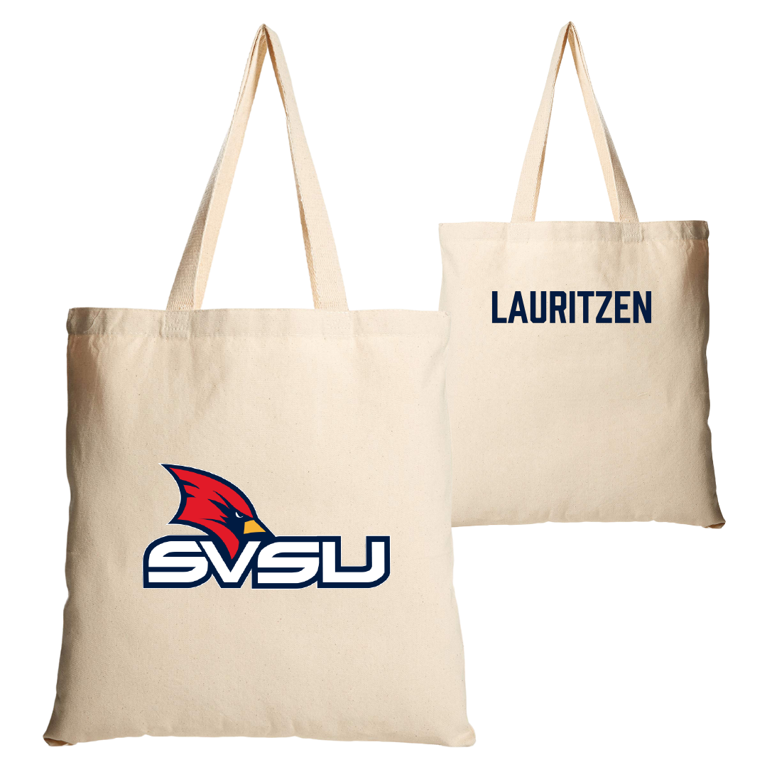 Saginaw Valley State University Swimming & Diving Tan Canvas Tote Bag - Connor Lauritzen
