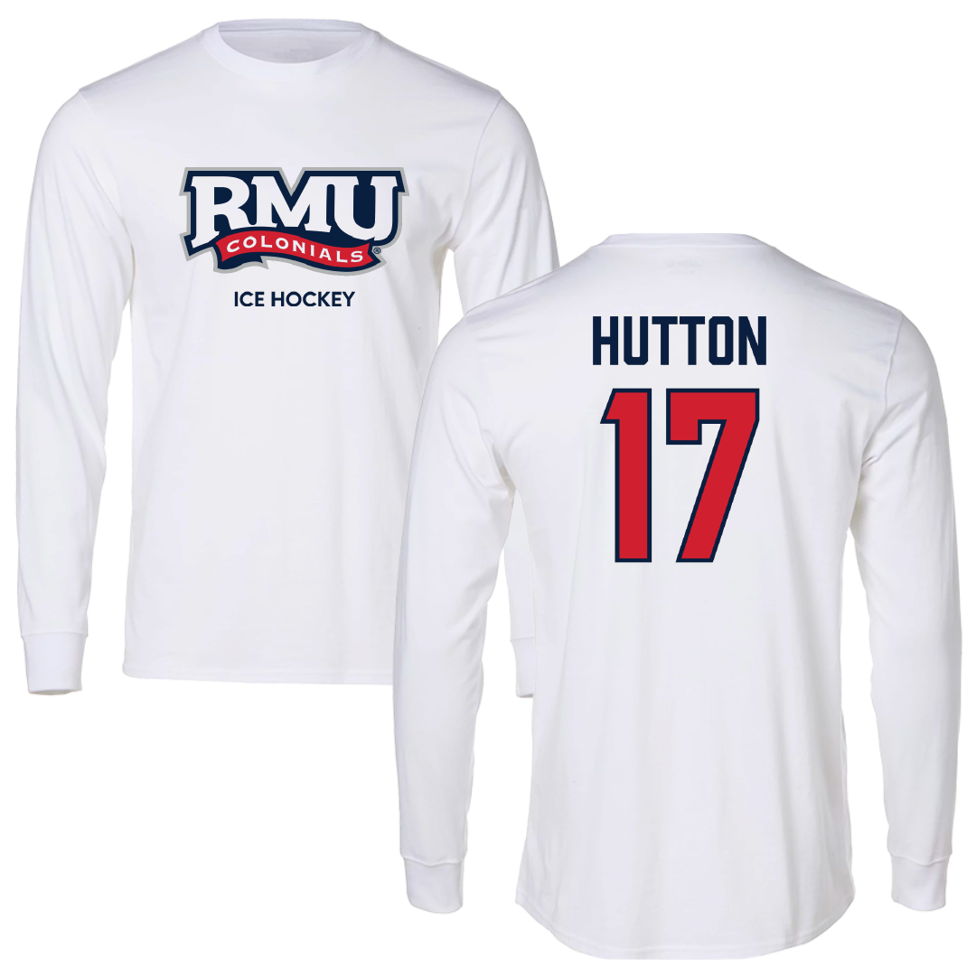 Robert Morris University Ice Hockey (M) White Long Sleeve - #17 Matt Hutton