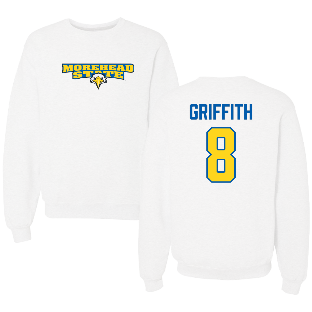 Morehead State University Baseball White Crewneck - #8 Nick Griffith