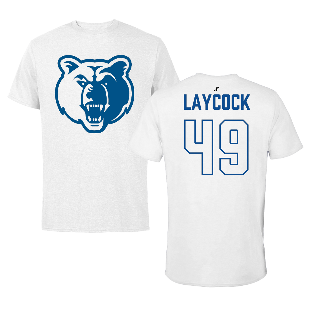 Salt Lake Community College Baseball White Performance Tee - #49 Austin Laycock
