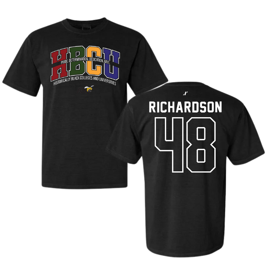 Alabama State University Football Black HBCU Comfort Colors Tee - #48 Myles Richardson