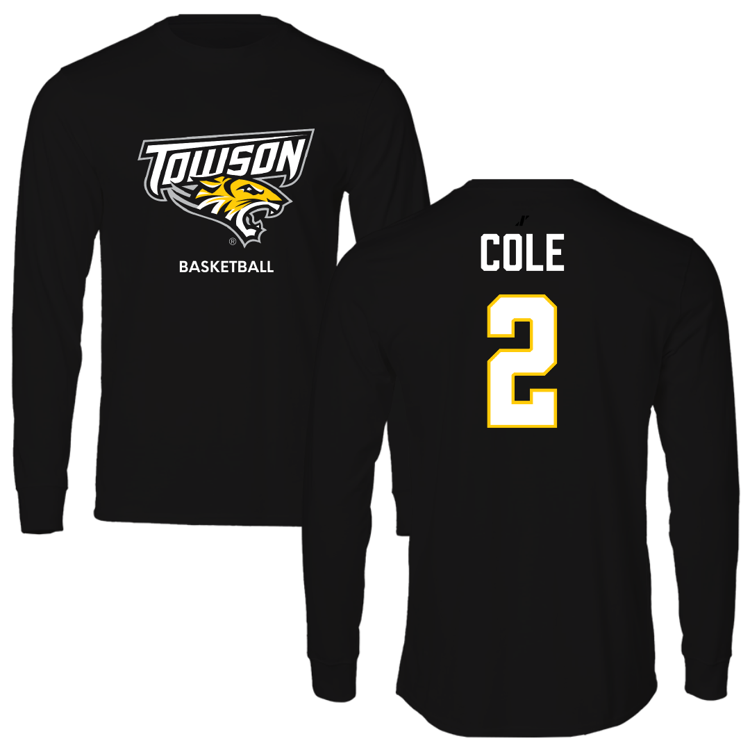 Towson University Basketball (M) Black Performance Long Sleeve - #2 Jaiden Cole