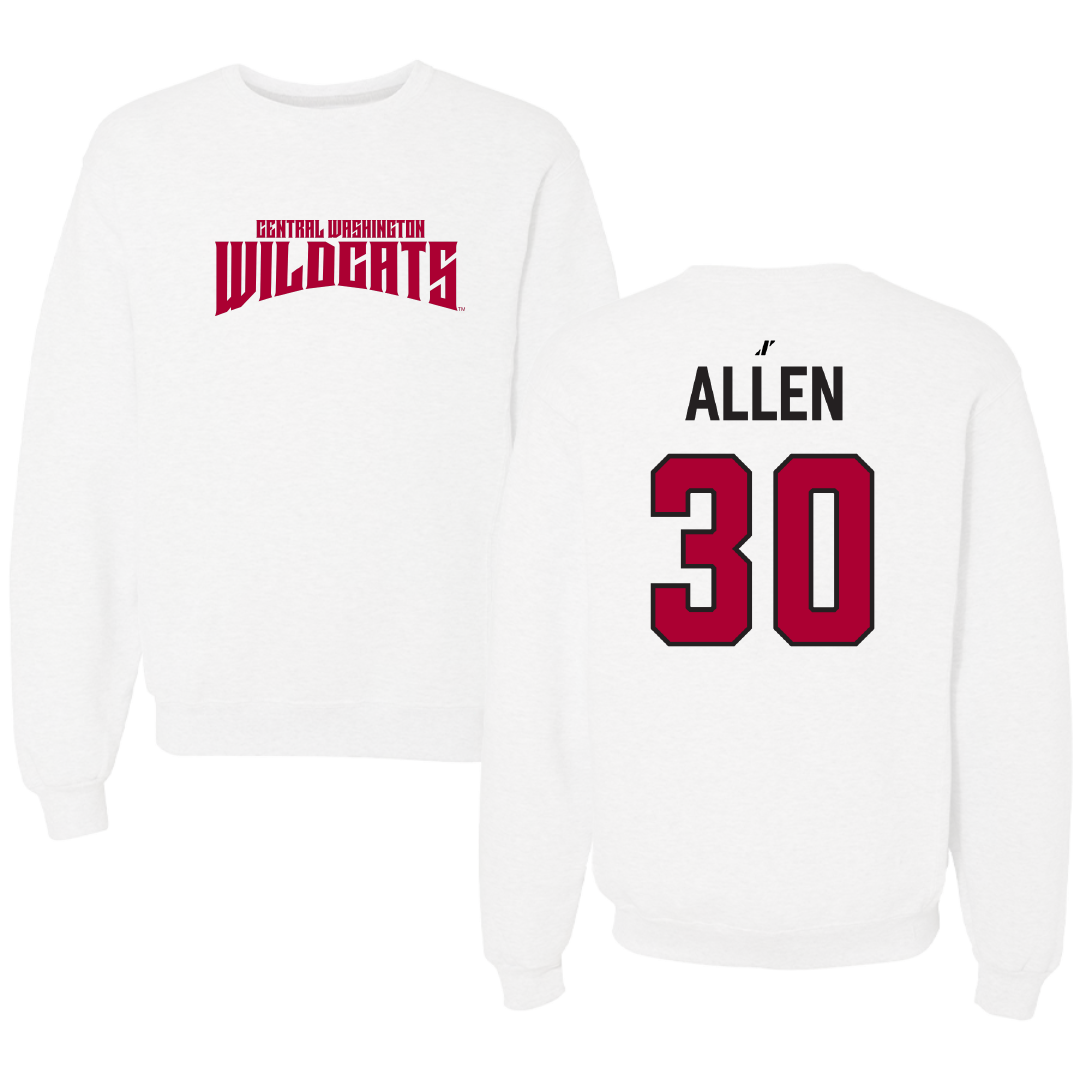 Central Washington University Football White Classic Crewneck - #30 Cale Allen