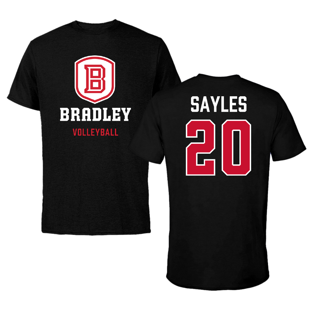 Bradley University Volleyball Black Block Tee - #20 Angelina Sayles