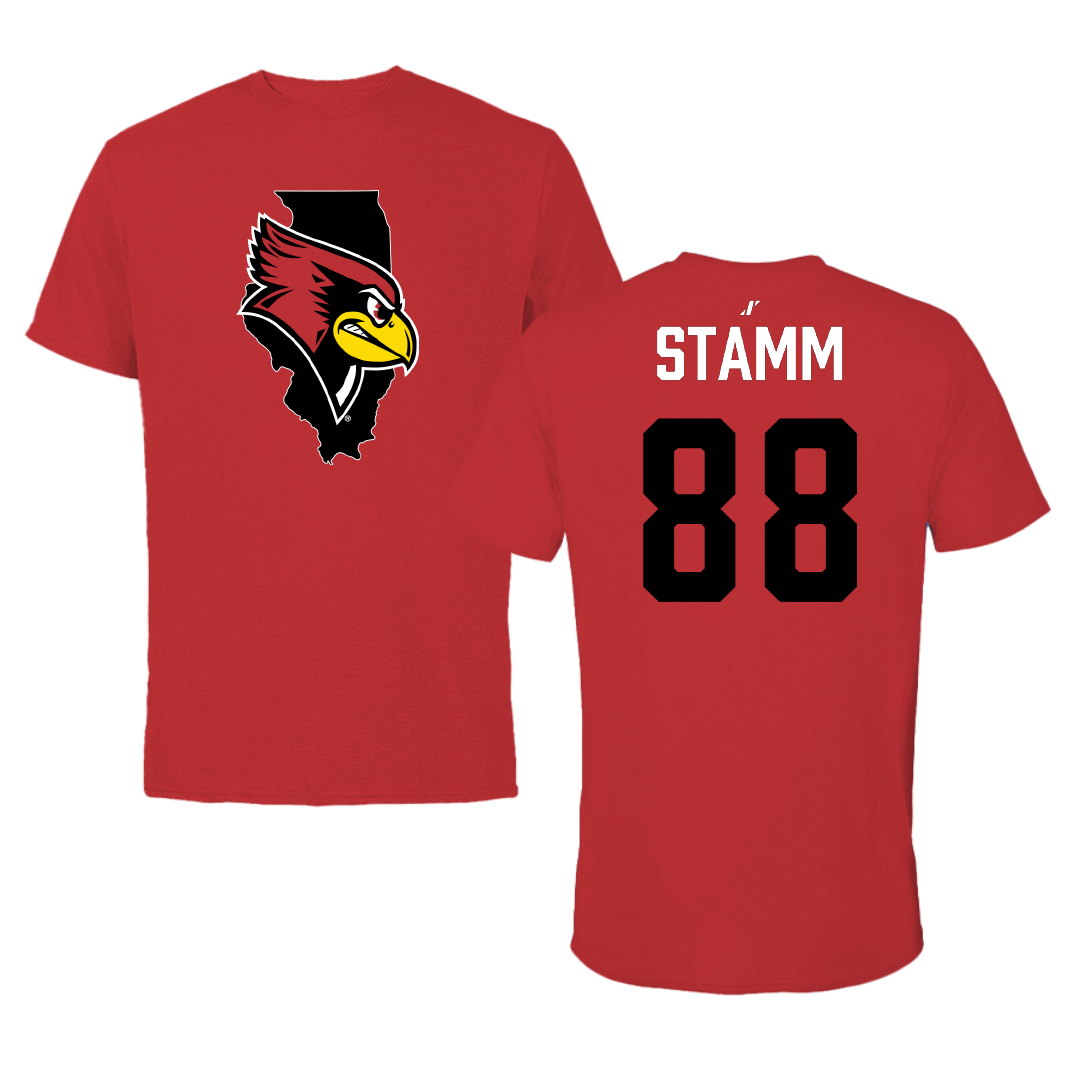 Illinois State University Football Red State Tee - #88 Travis Stamm