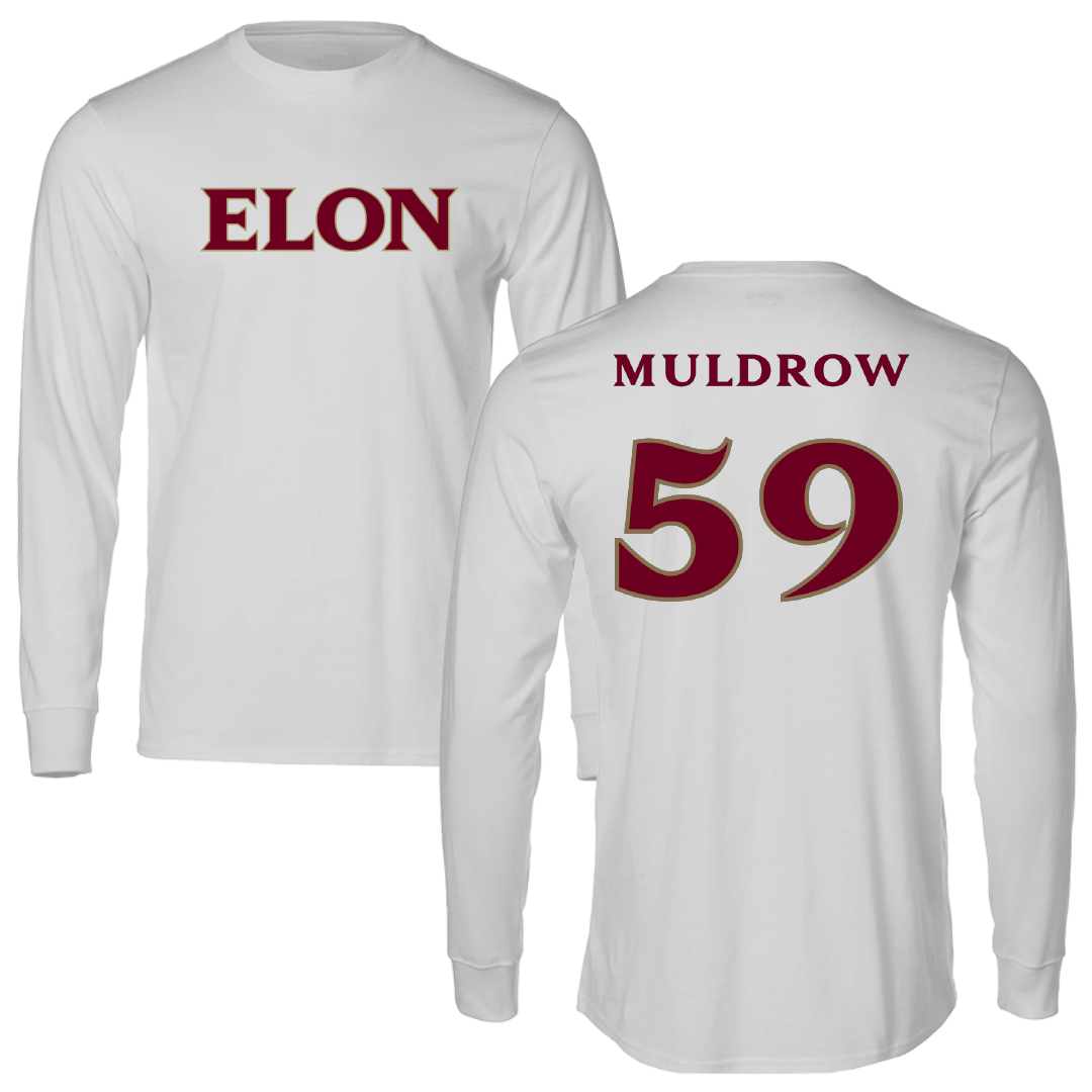 Elon University Football Light Gray Performance Long Sleeve - #59 Michael Muldrow