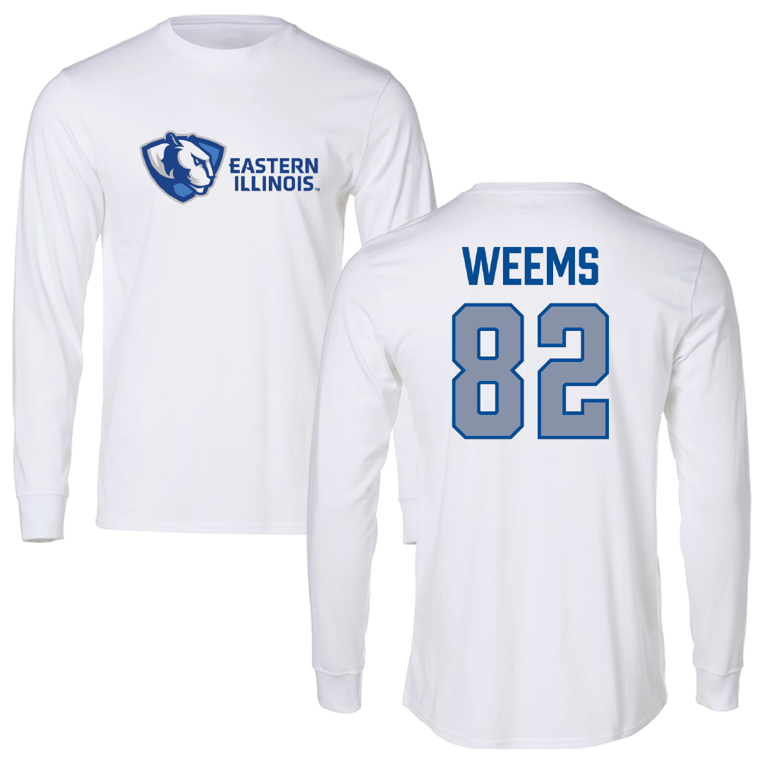 Eastern Illinois University Football White Performance Long Sleeve - #82 Whitten Weems