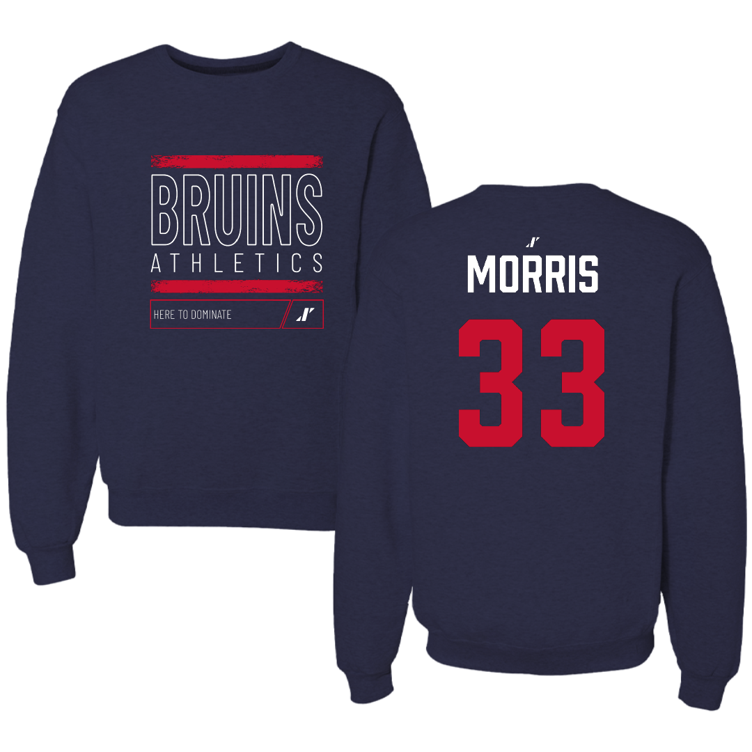 Belmont University Baseball Navy Dominate Crewneck - #33 Lake Morris