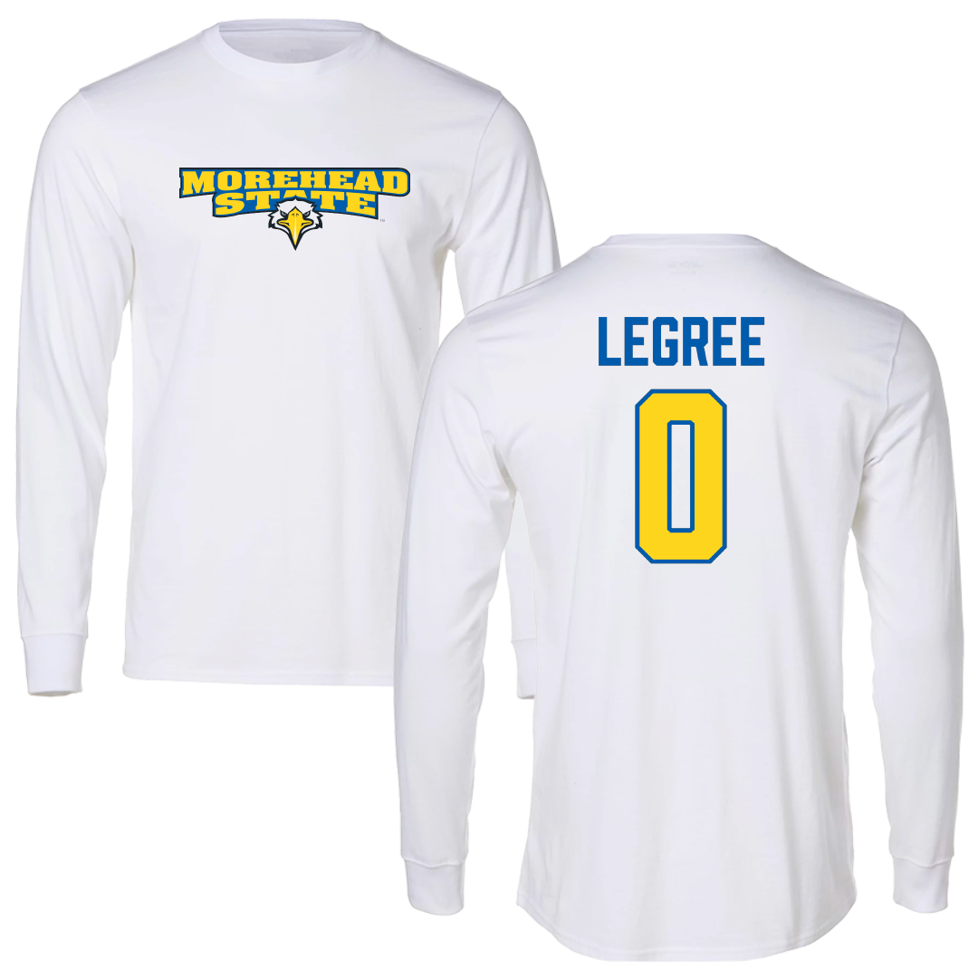 Morehead State University Basketball (M) White Performance Long Sleeve - #0 Josiah Legree
