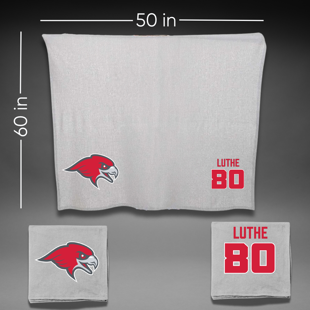Montclair State University Football Gray Blanket - #80 Dan Luthe