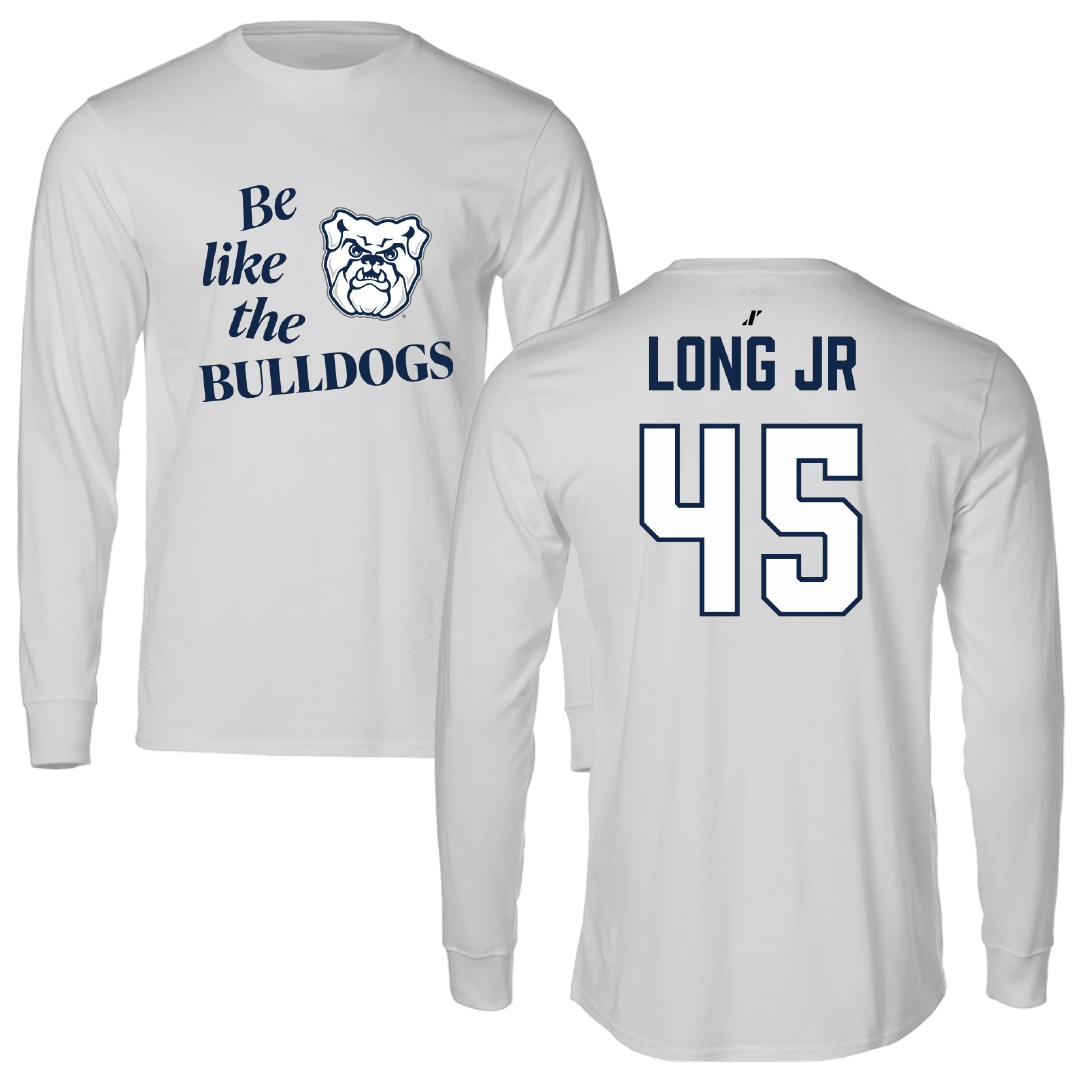Butler University Football Light Gray Be Like Us Performance Long Sleeve - #45 Keith Long Jr