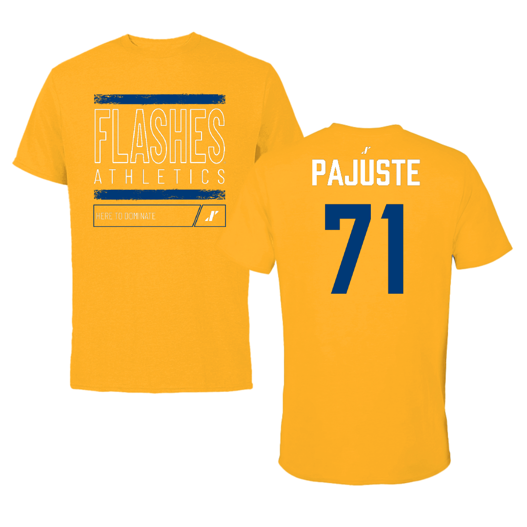 Kent State University Football Gold Dominate Performance Tee - #71 Matt Pajuste