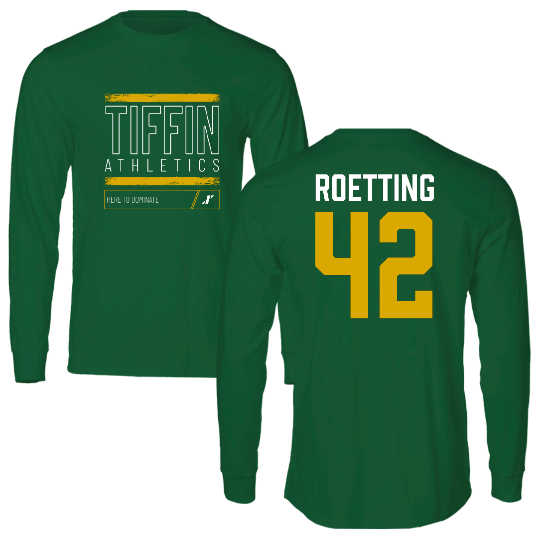 Tiffin University Lacrosse Green Dominate Long Sleeve - #42 Leyton Roetting