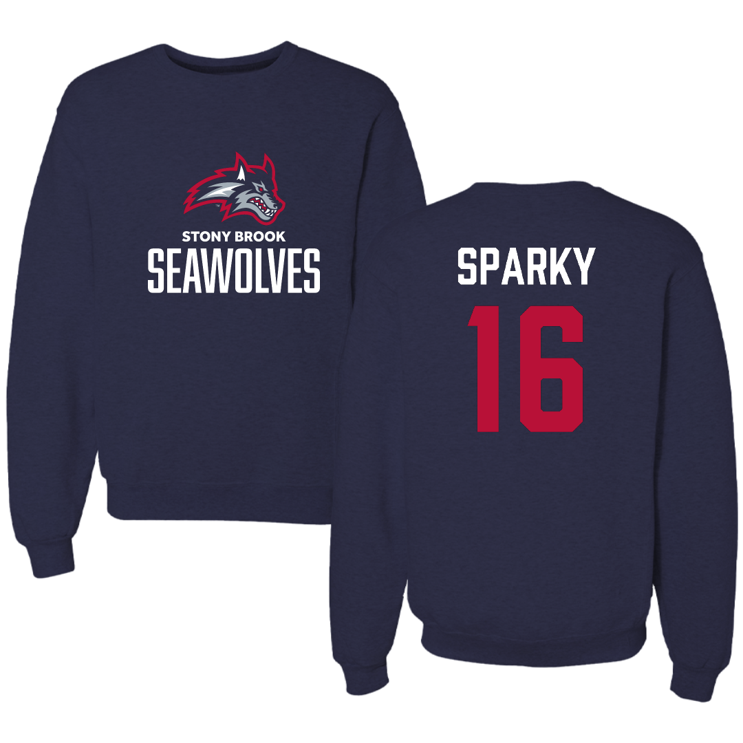 Stony Brook University Softball Navy Crewneck - #16 Melissa Sparky