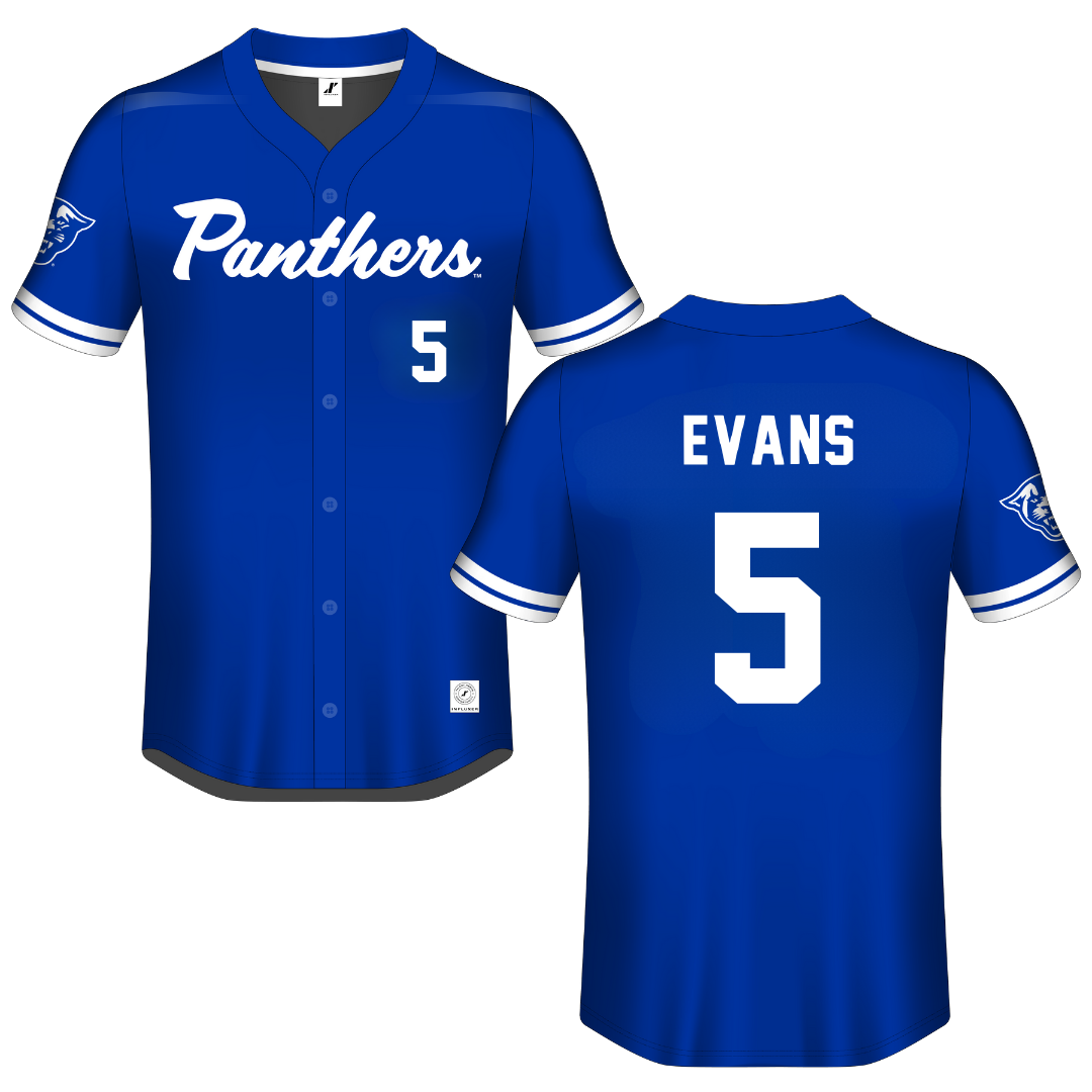 Georgia State University Blue Button-Down Jersey - #5 Joshua Evans