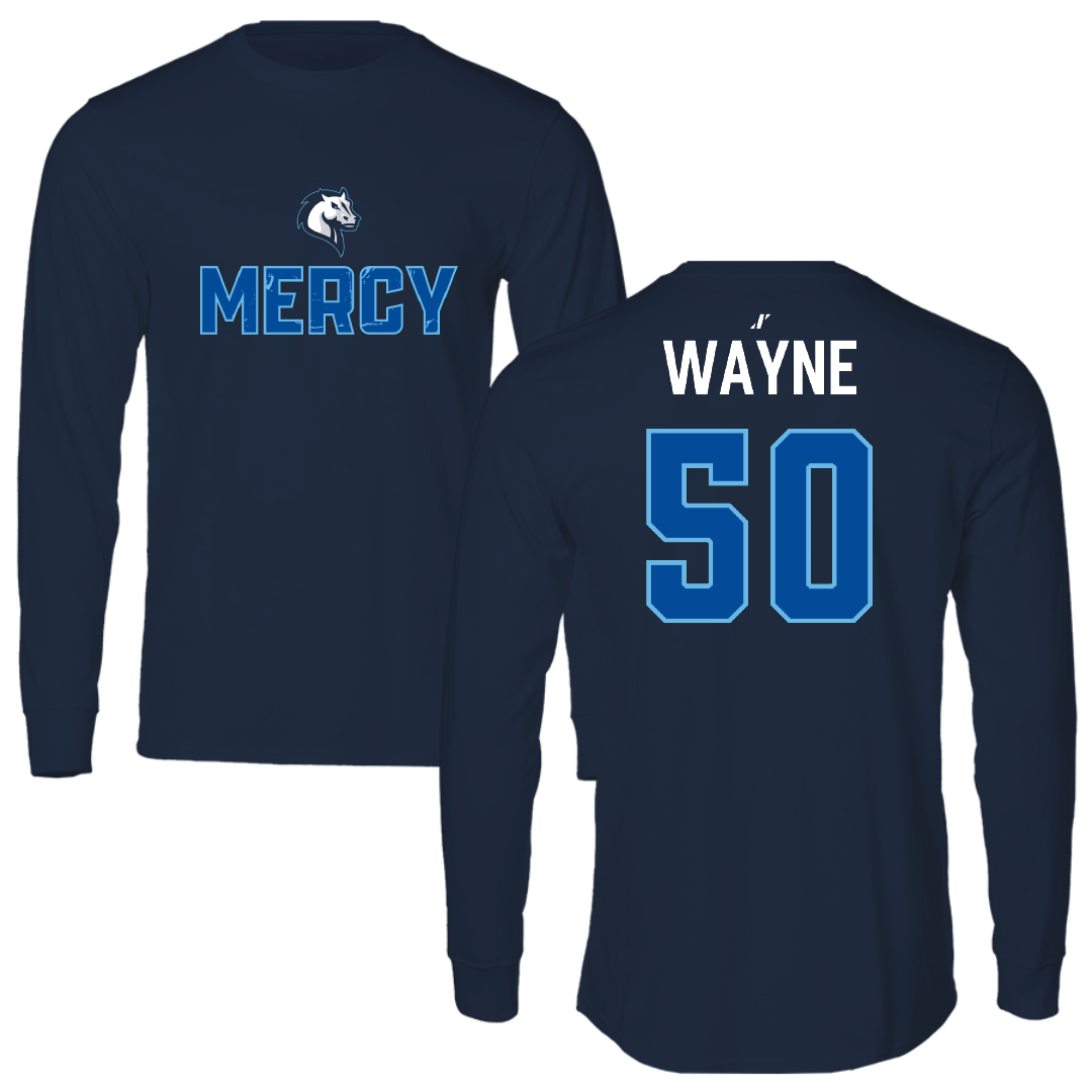 Mercy University Baseball Navy General Long Sleeve - #50 Aydan Wayne