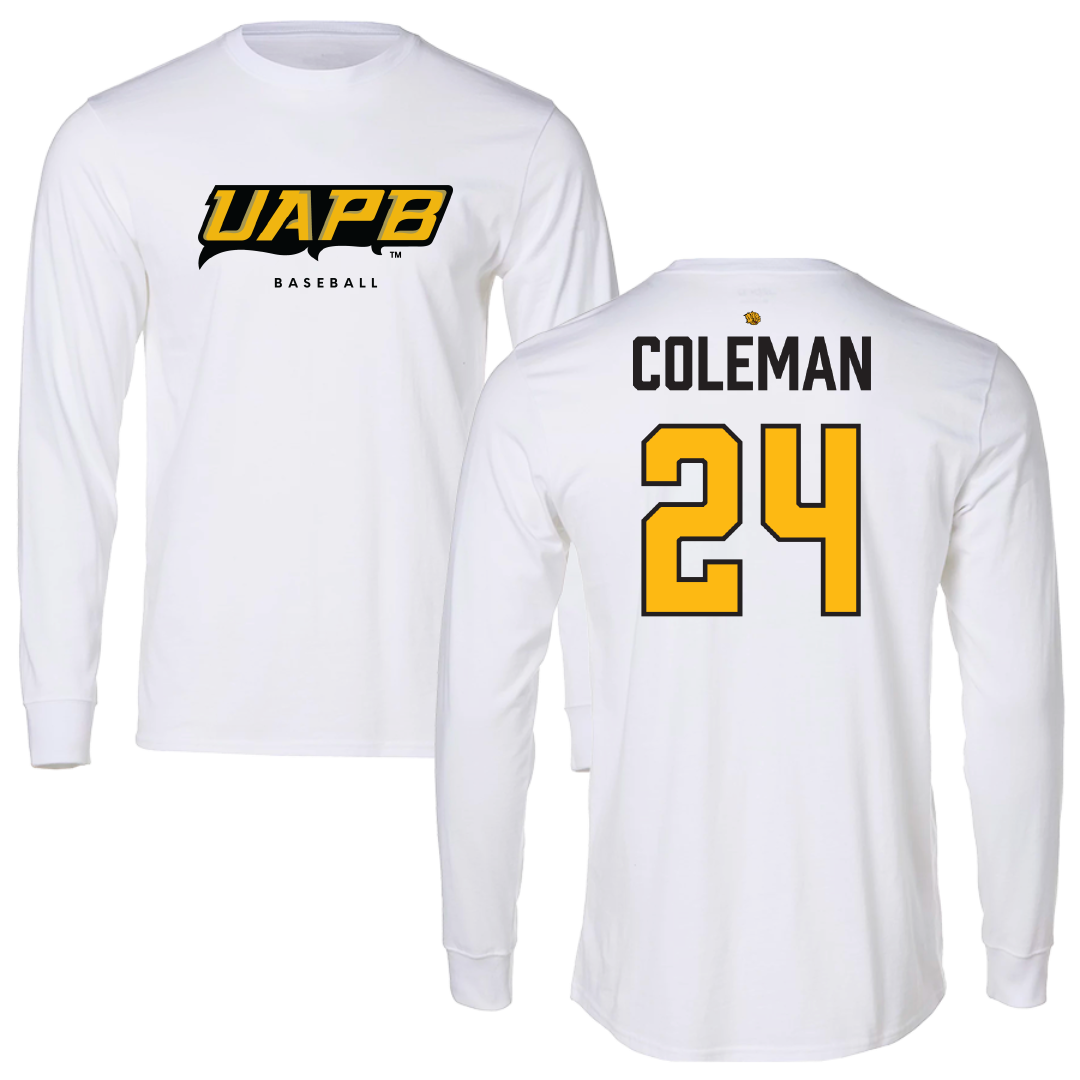 University of Arkansas-Pine Bluff Baseball White Long Sleeve - #24 Blake Coleman
