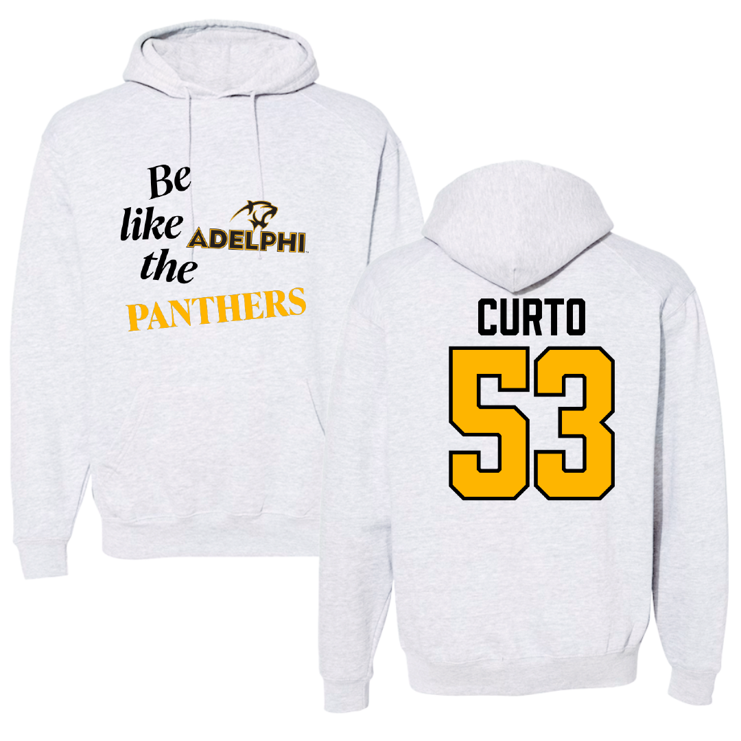 Adelphi University Baseball Light Gray Be Like Us Hoodie - #53 Matt Curto